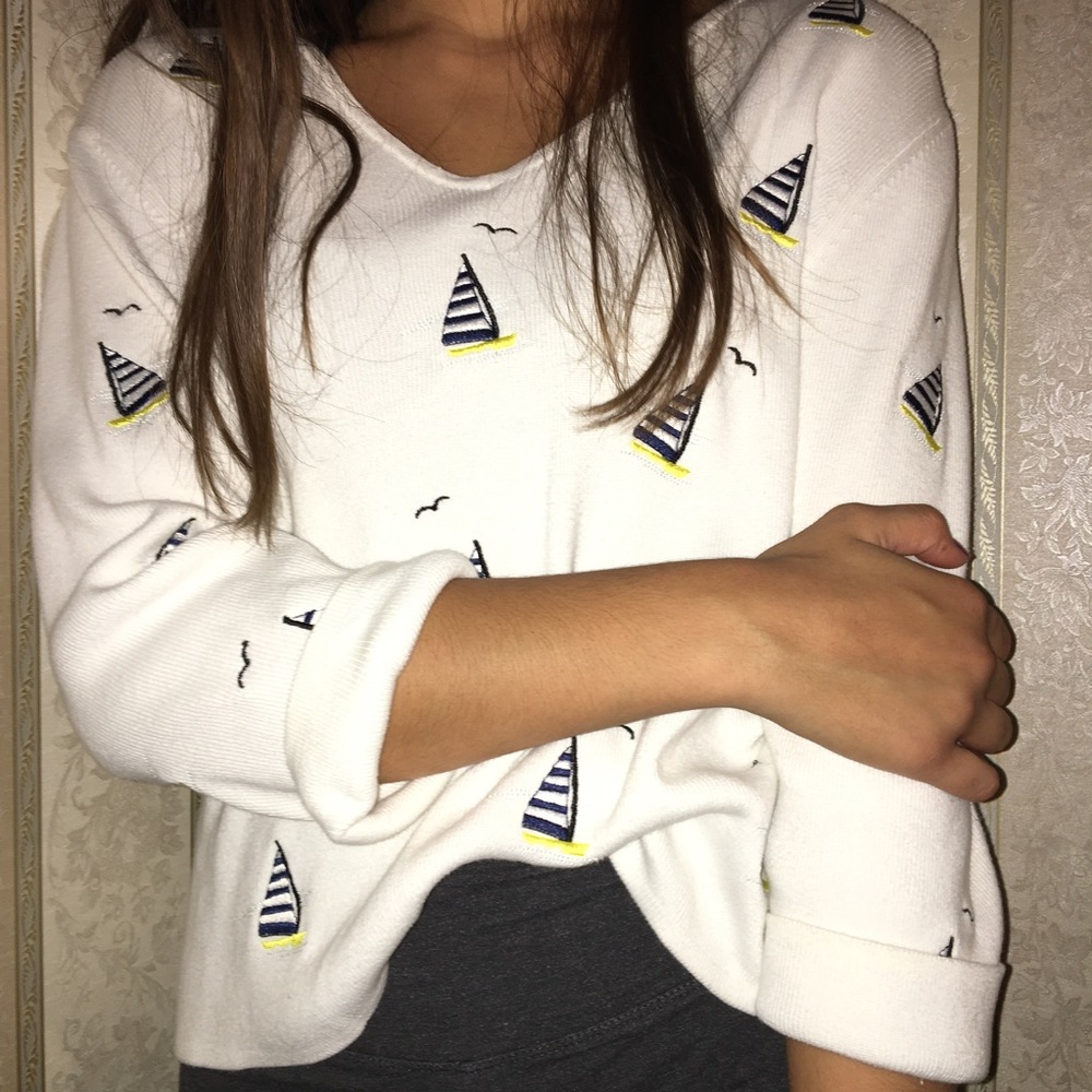 Vintage Sailboat Patterned Sweater