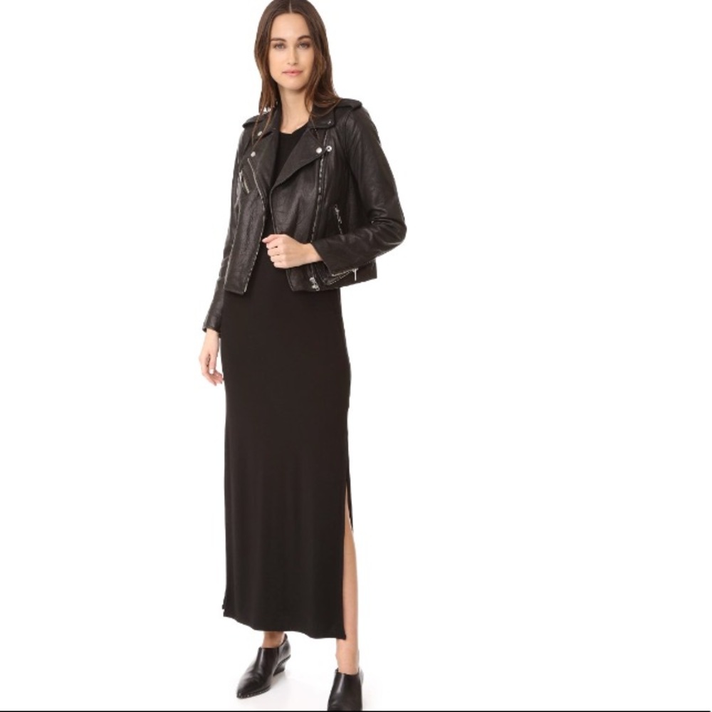 (Enza Costa) Black Jersey Maxi Dress with Slits