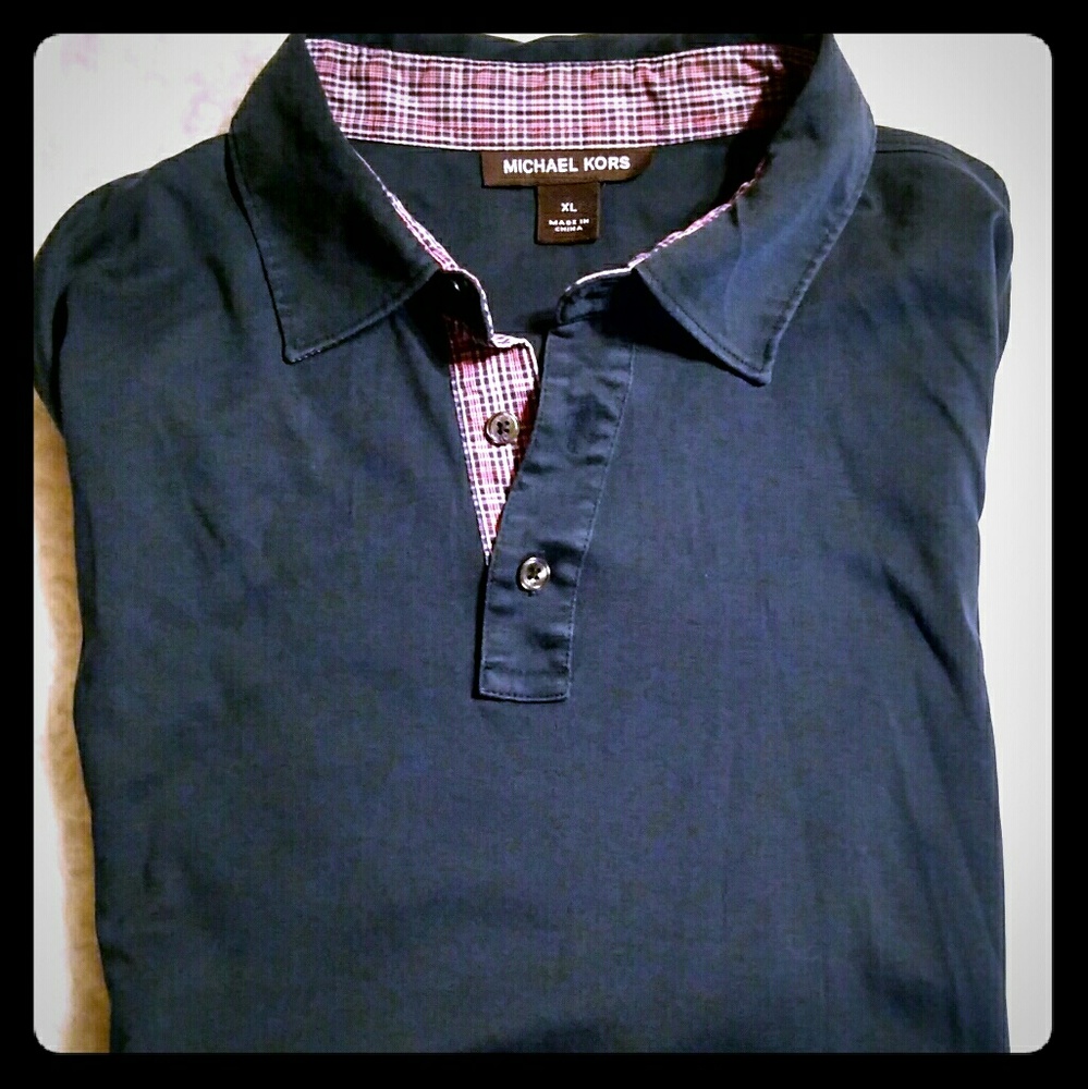 Michael Kors Navy Blue long sleeved button up