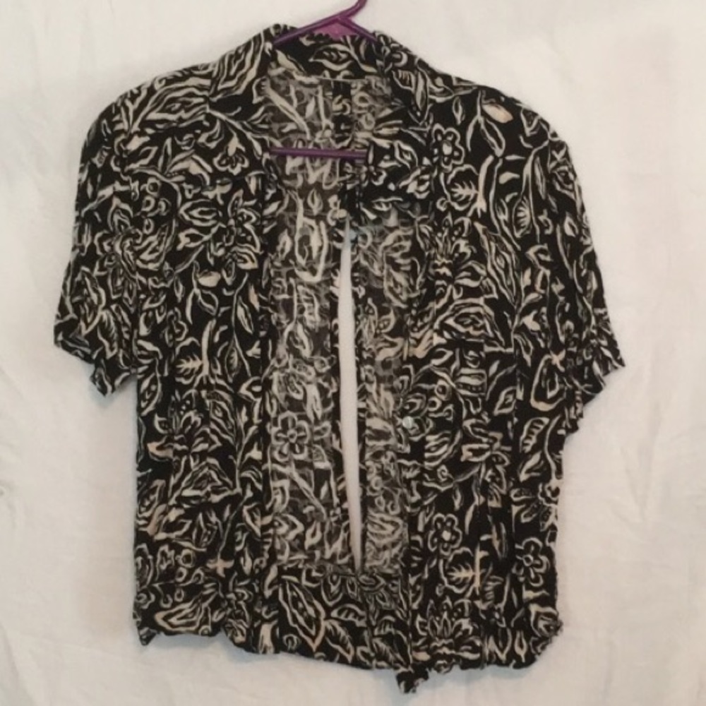 Button Up Blouse with Shoulder Pads