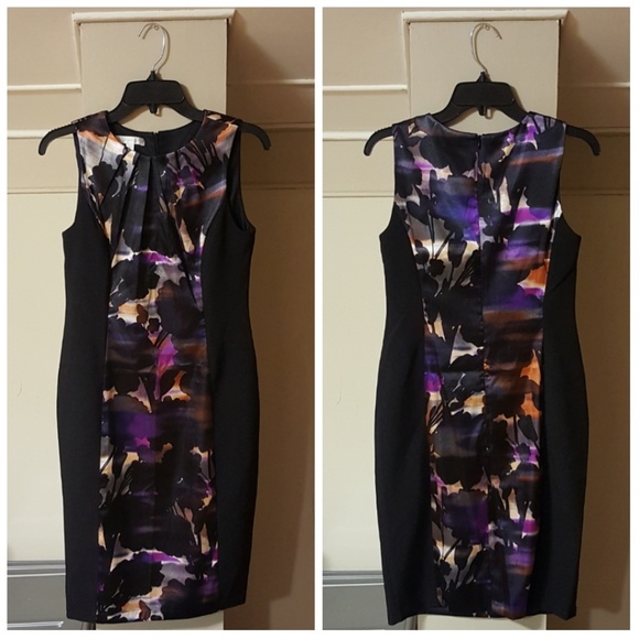 London Times Purple/Black Color Block Dress - Picture 1 of 4