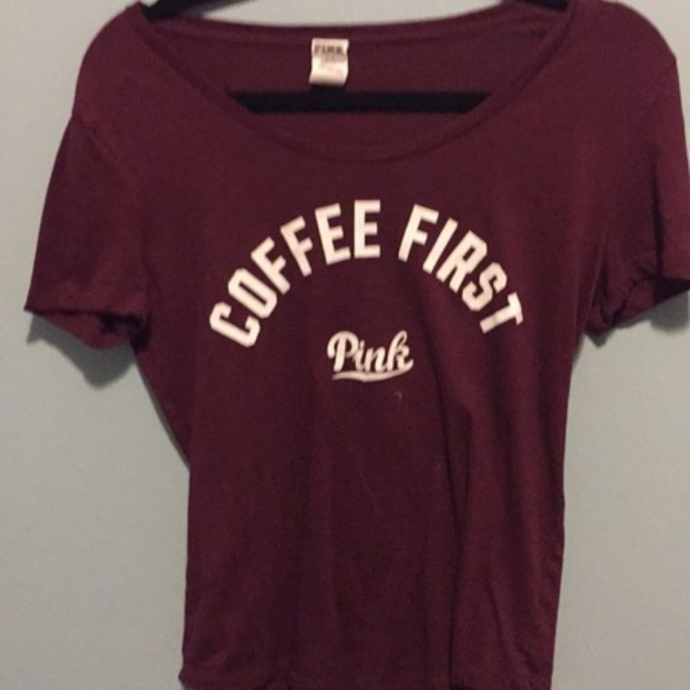 maroon coffee first tee