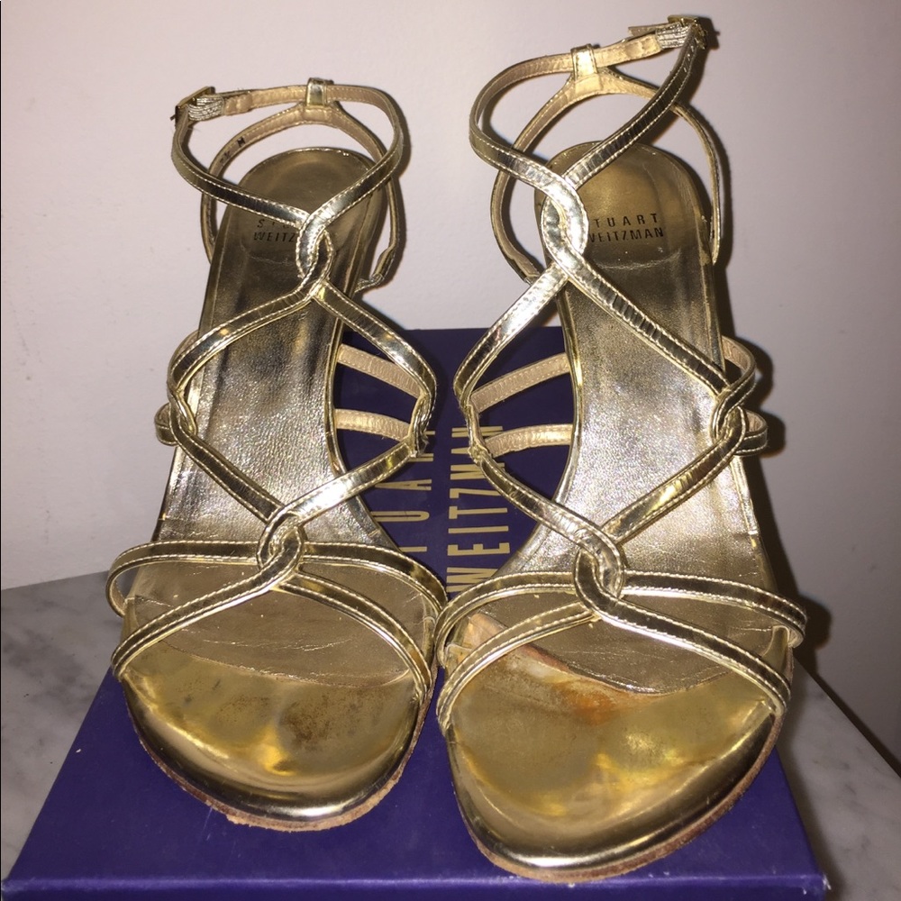 Stuart Weitzman "Submit" Strappy Heel In Gold - image 1