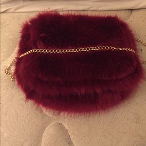 Red Faux Fur Crossbody