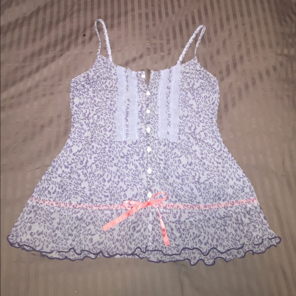 Leopard Print Button Front Cami With Ruffles New - image 1