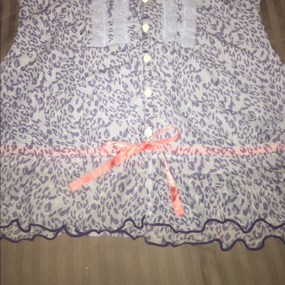 Leopard Print Button Front Cami With Ruffles New - image 3