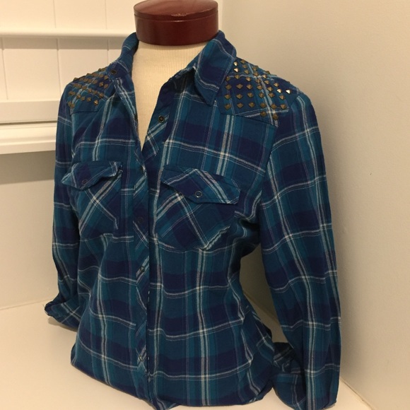 Guess Tops - GUESS STUDDED DESIGNER FLANNEL
