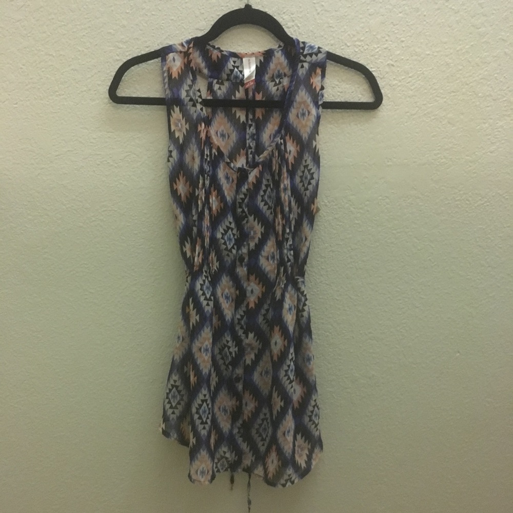 Long, Flowy, Patterned, Button down Blouse