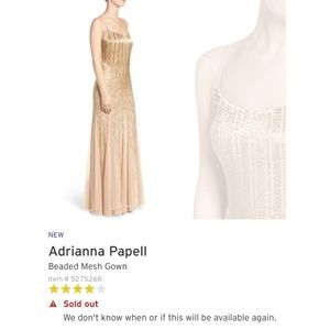 Like New! Adriana Papell Beaded Gold Dress