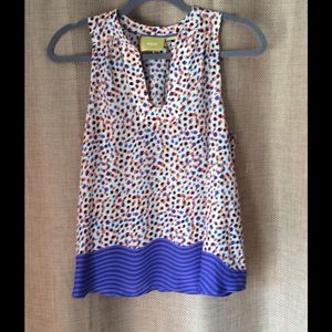 Anthropologie Maeve Blue and Orange Dot Enna Tank