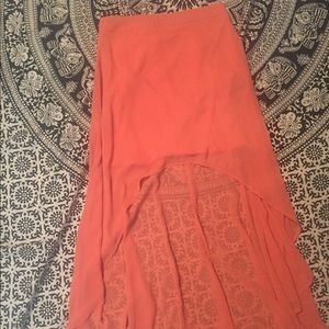 High low orange skirt