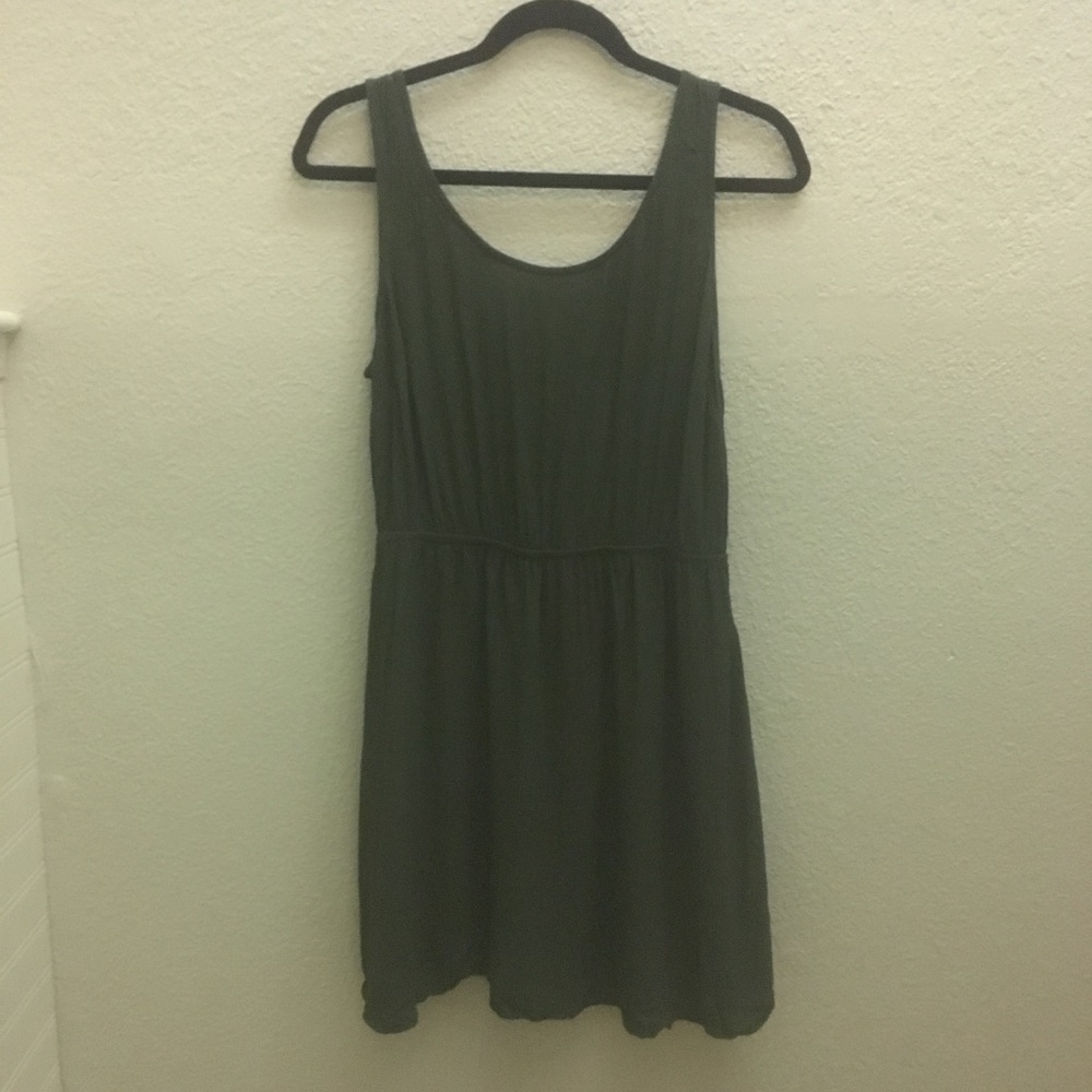 Flowy, Olive Green, Cut Out Back Dress