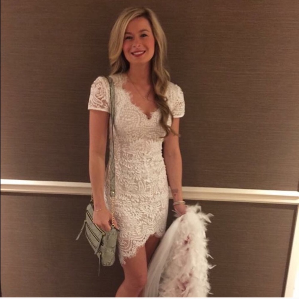 White lace Xenia bodycon dress