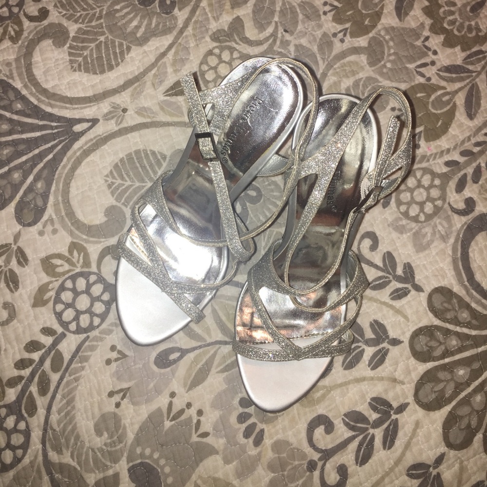 Silver strappy heels