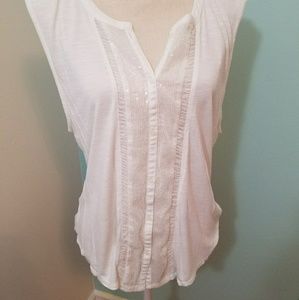 AEO white button down tank