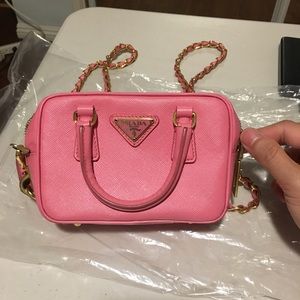 Prada Saffiano cross body pink bag