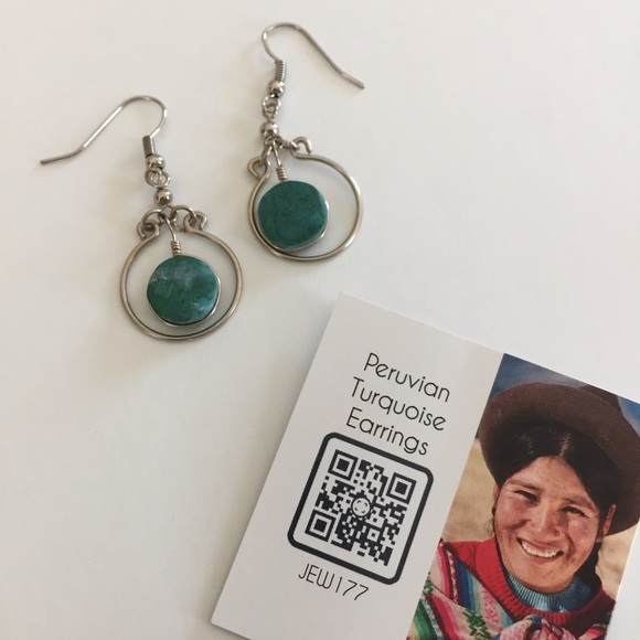 Peruvian Turquoise Earrings - Picture 3 of 3