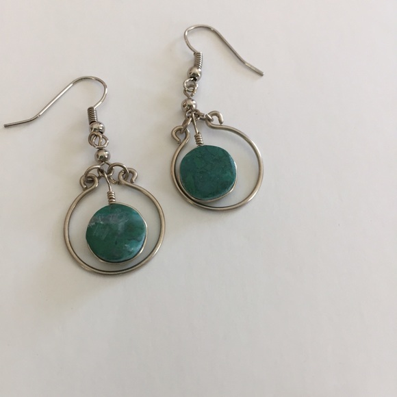 Peruvian Turquoise Earrings - Picture 2 of 3
