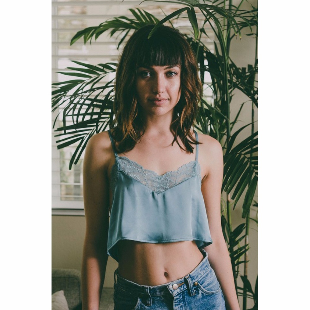 Sexy Slate blue silky top