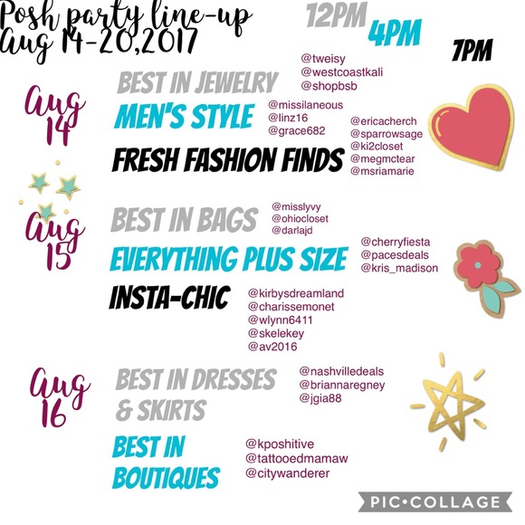 PPLU: Posh Party Line Up aug 14-20,2017