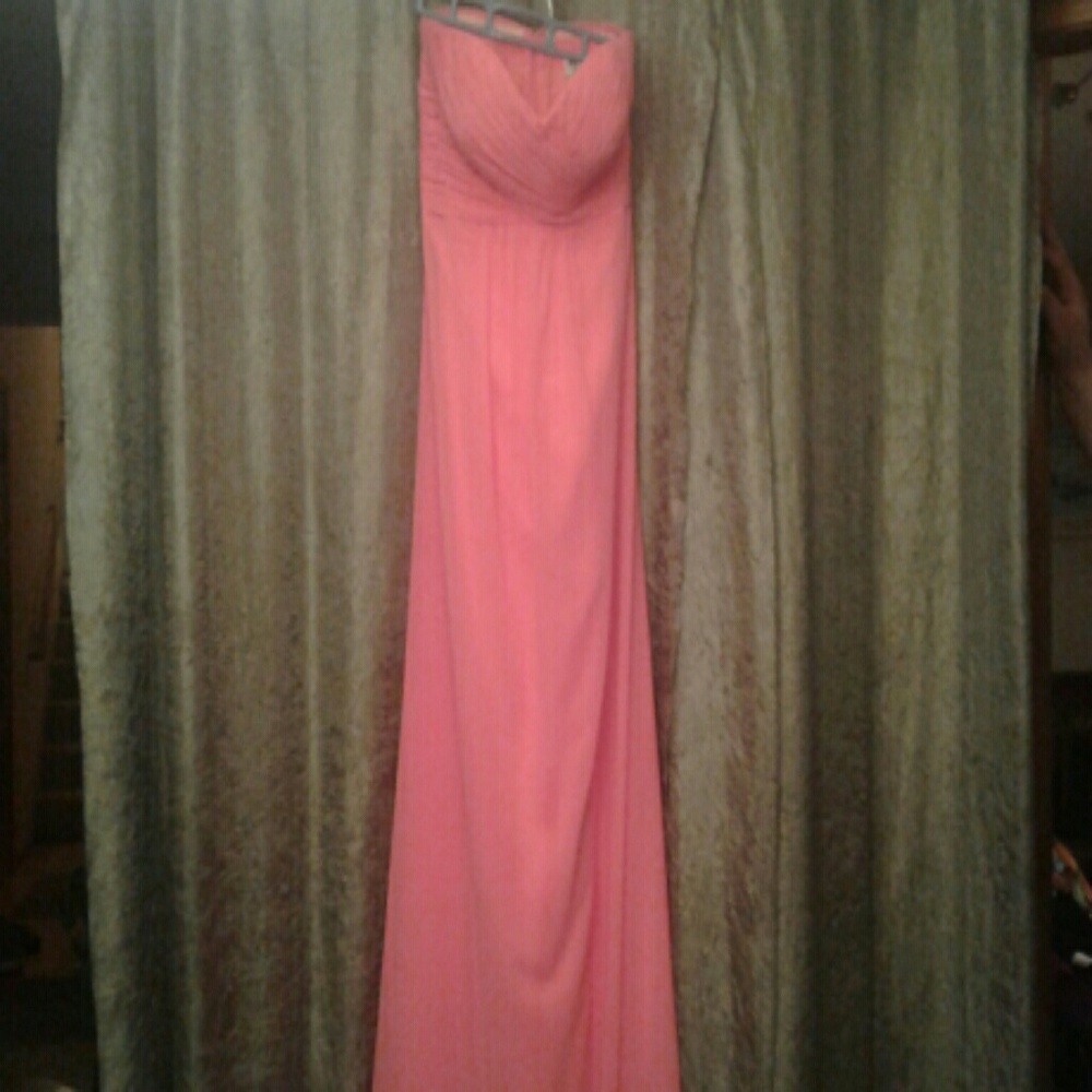 Bill Levkoff Baby Pink Strapless Chiffon Dress