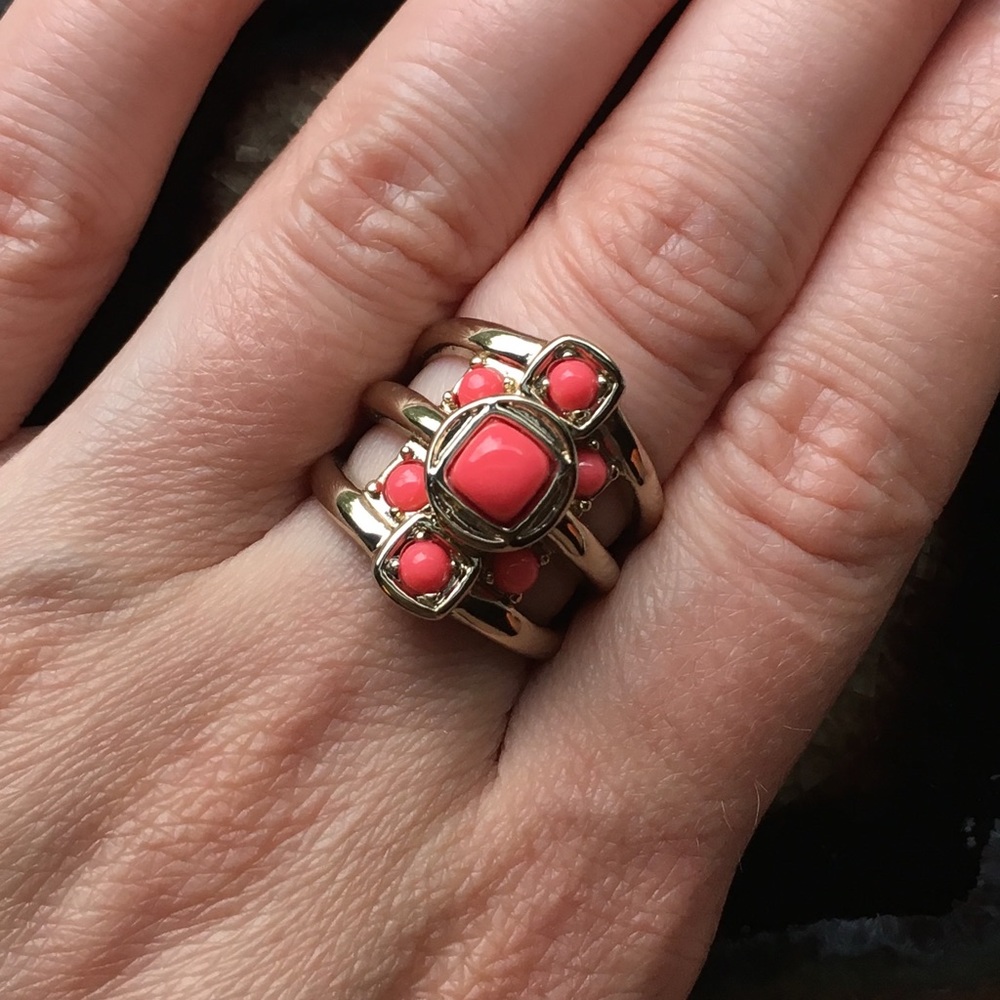 Coral Geo Statement Ring