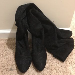 Tall black glittery boots! Thigh highs!!