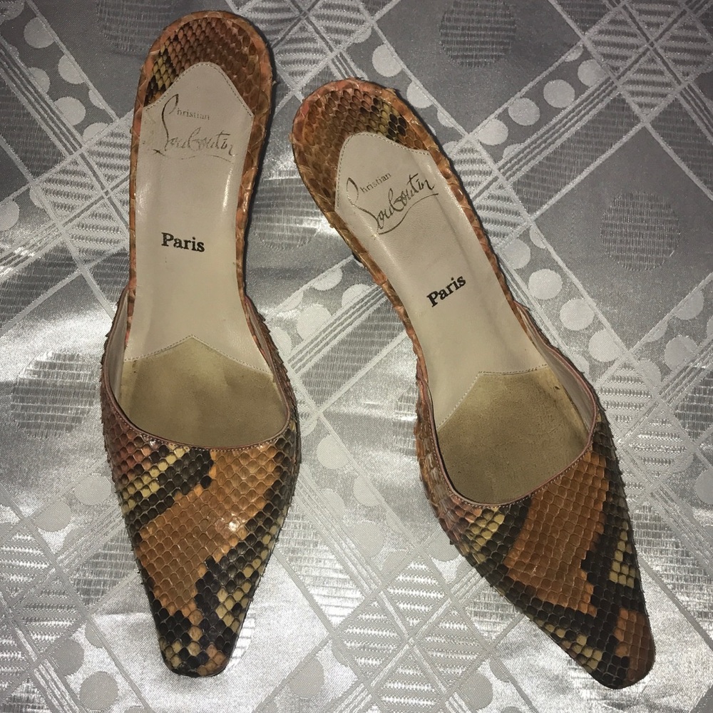 Christian Louboutin Python Kitten Pumps