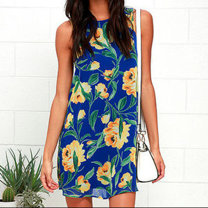 Lulus Bloom and Board Blue Floral Print Dress