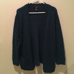 Dark teal Forever 21 popcorn cardigan