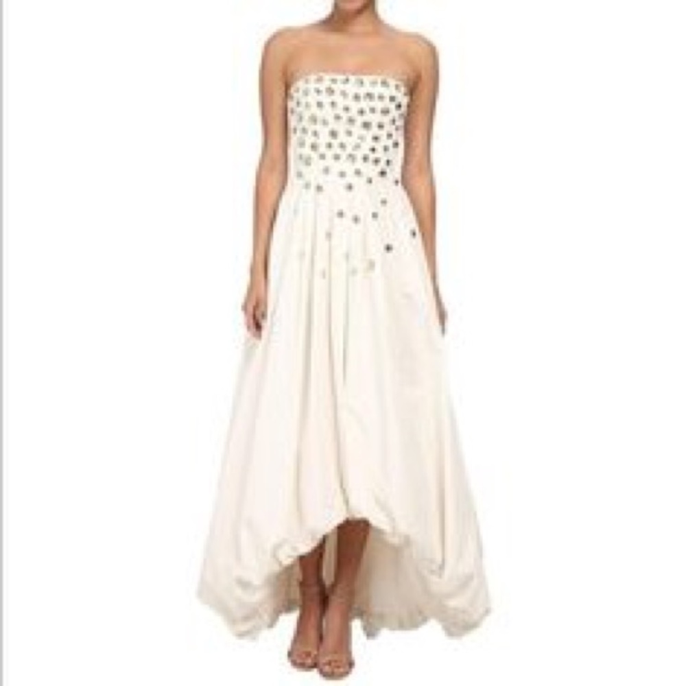 BCBGMAXAZRIA Gardenia Jewel High Low Gown