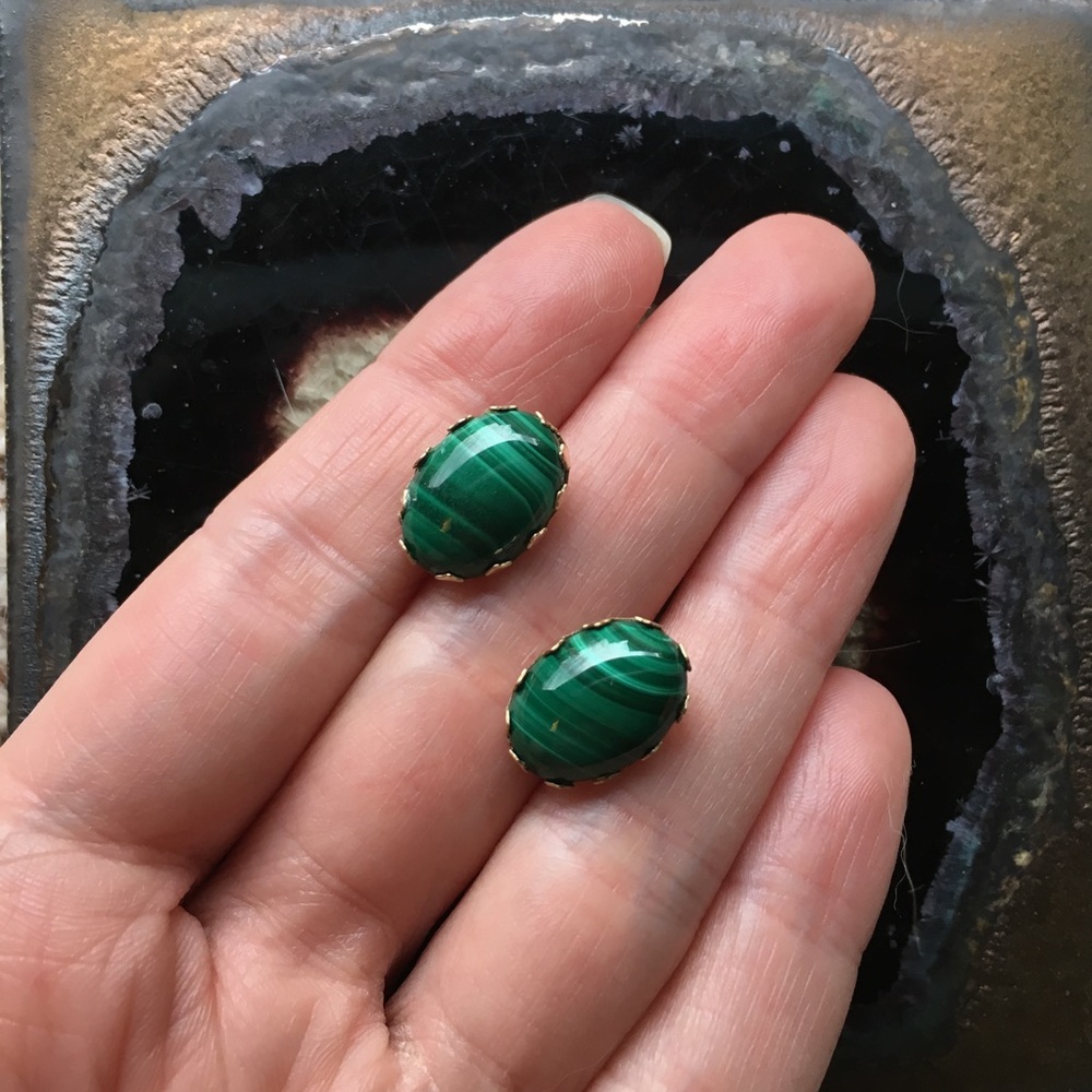 Faux Malachite Studs