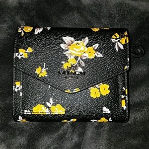 Coach black/floral print wallet