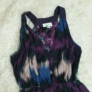 Haven sleeveless v neck silk dress