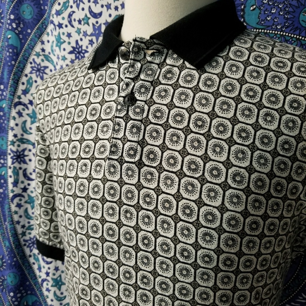 Claiborne Men's Geometric Polo Shirt sz Large L