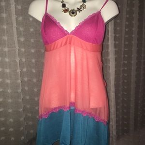 Pink, peach and blue negligee