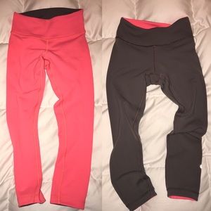 Lululemon Pink/Grey Reversible Cropped Leggings s2