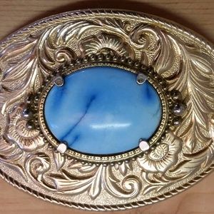 Blue Howlite and Gold belt buckle
