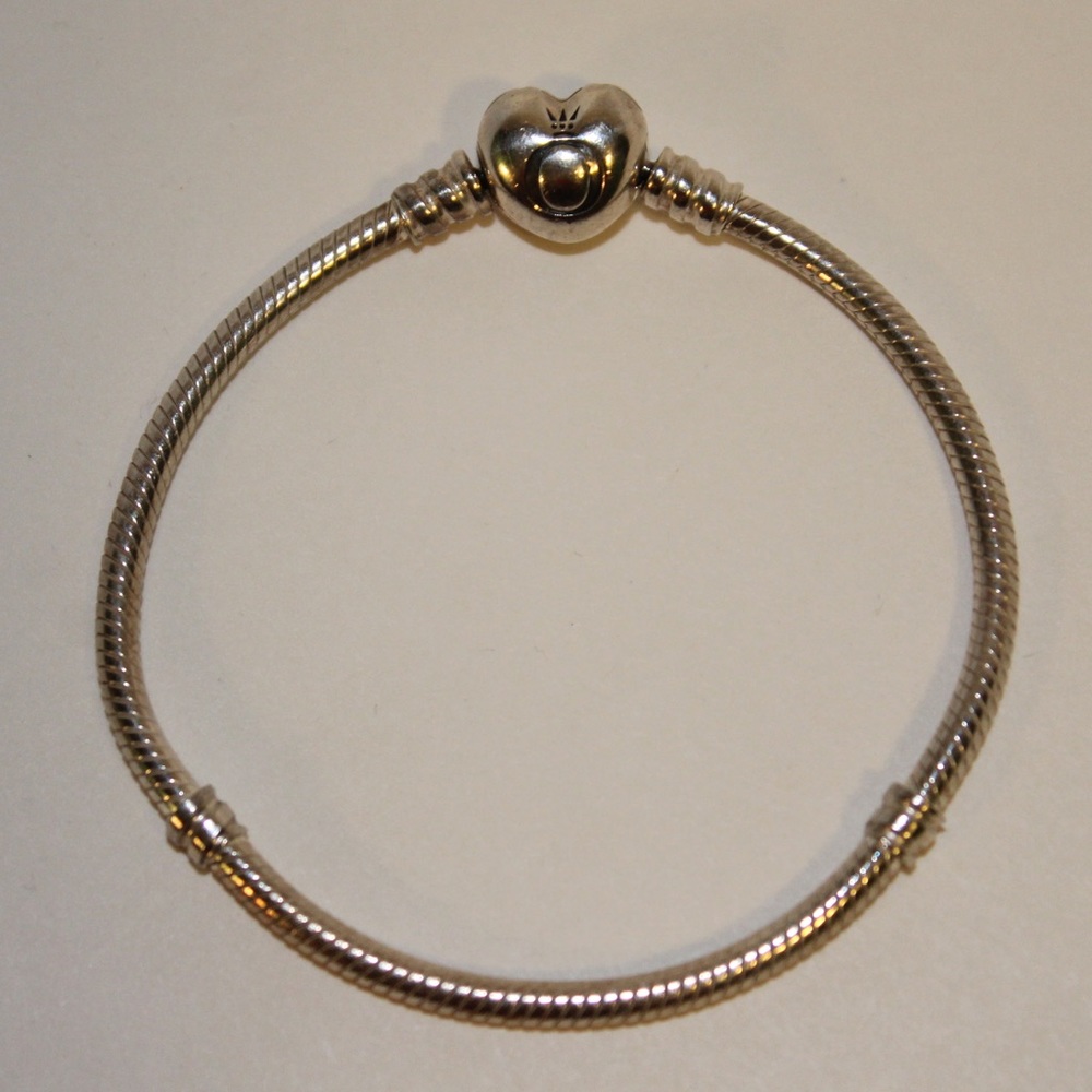 Silver Pandora Charm Bracelet with Heart Clasp