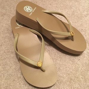 Tory Burch wedge flip flops