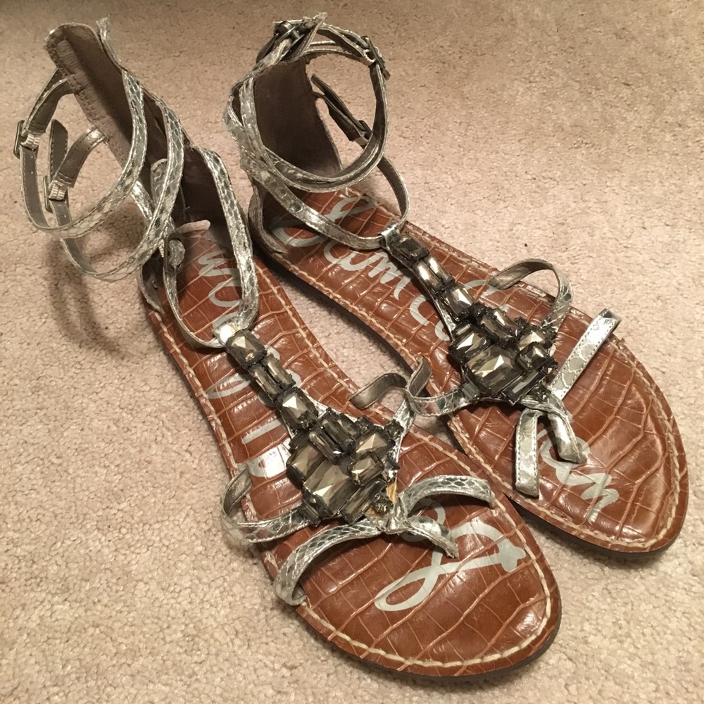 Sam Edelman Hudson silver gem crystal sandals