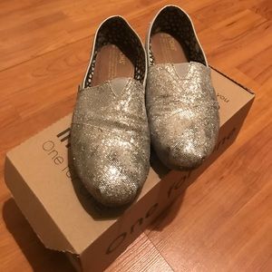Toms Slip Ons Silver Glitter