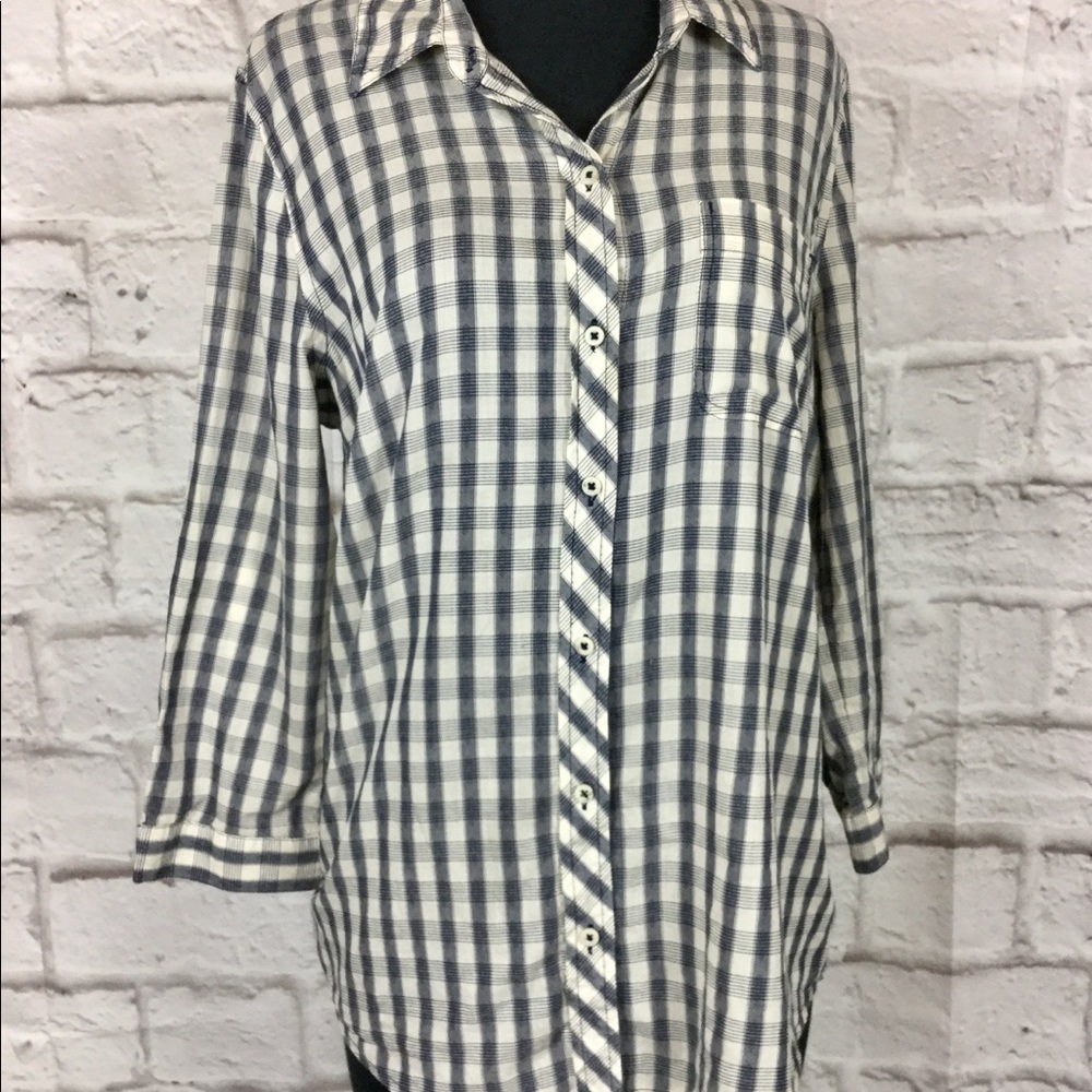 Lucky Brand Women's Medium Blue Plaid Shirt