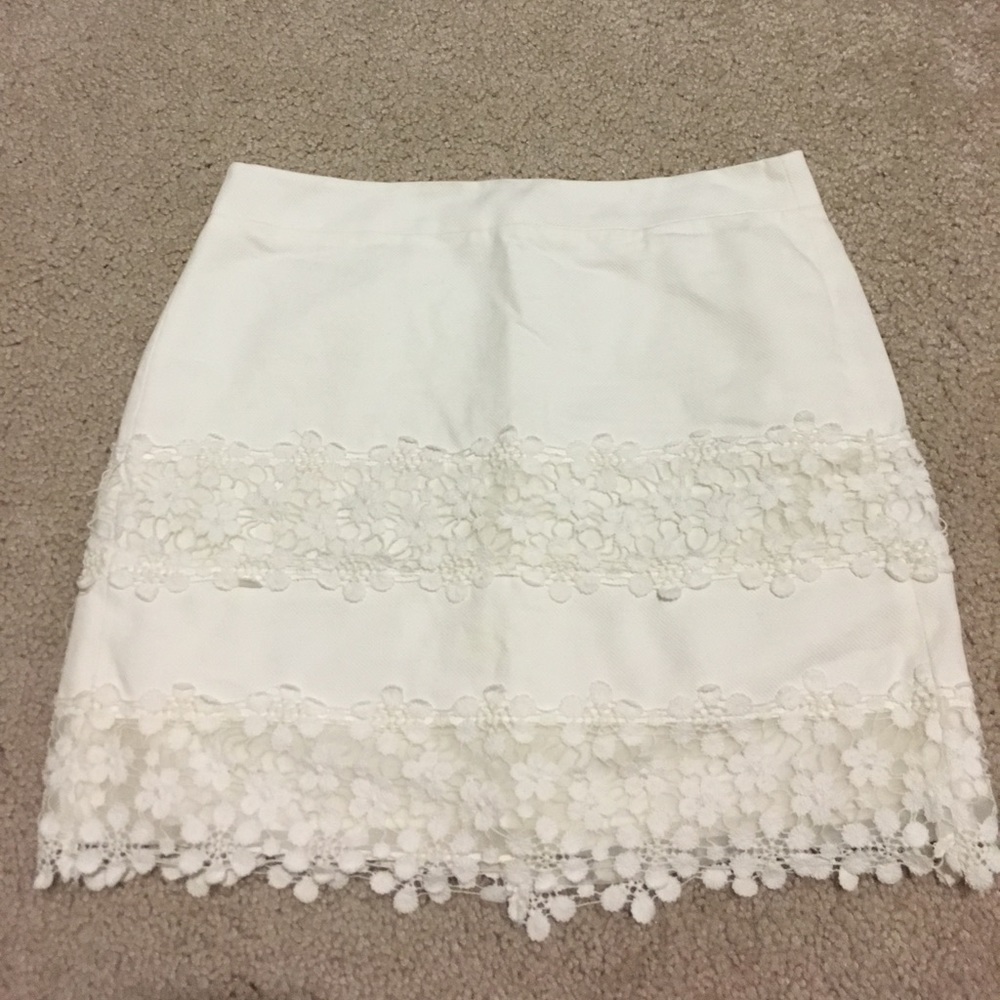 White Linen Crochet J. Crew Skirt
