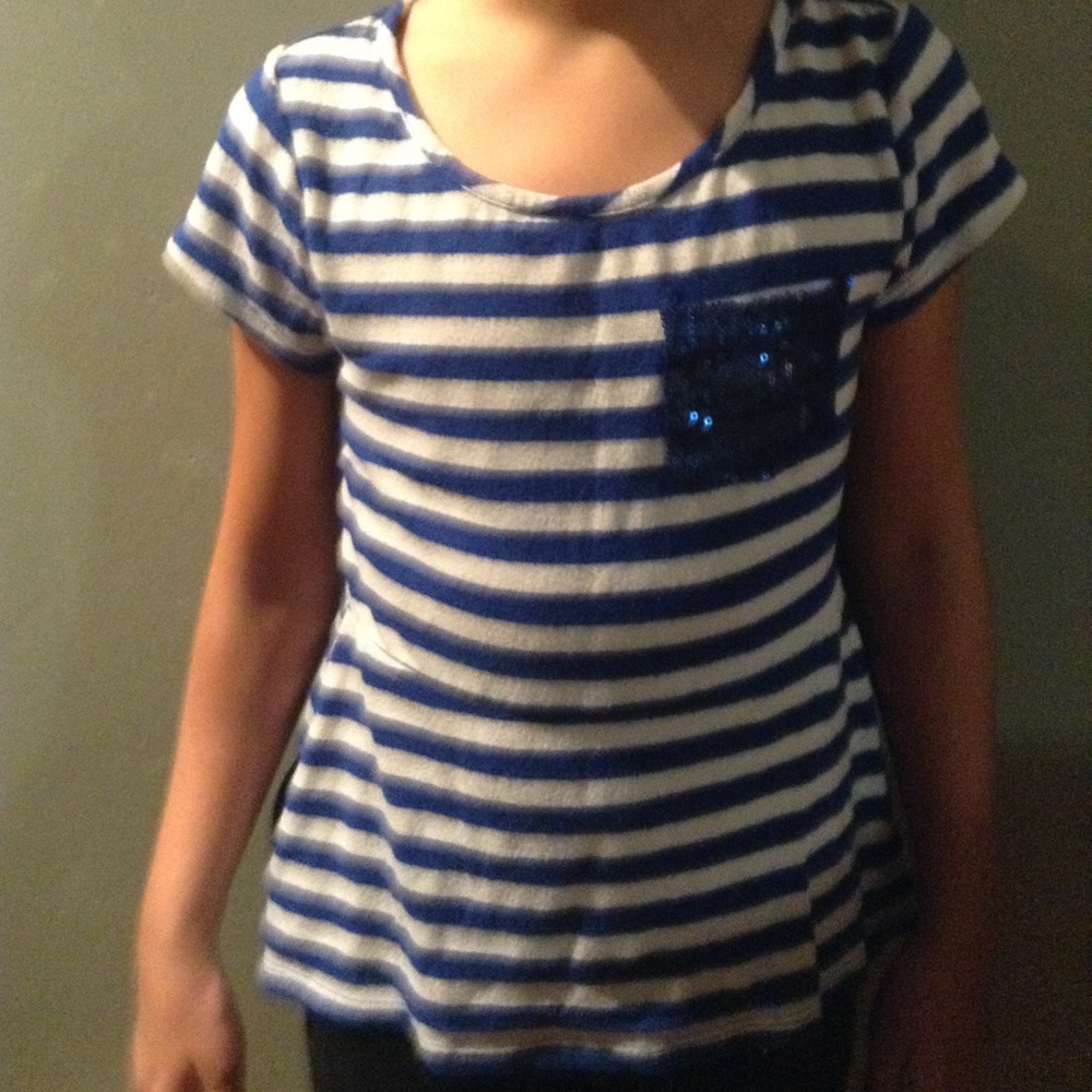 Blue striped girls shirt