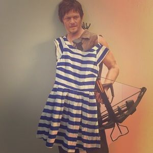 MINKPINK Blue and White Stripped Dress