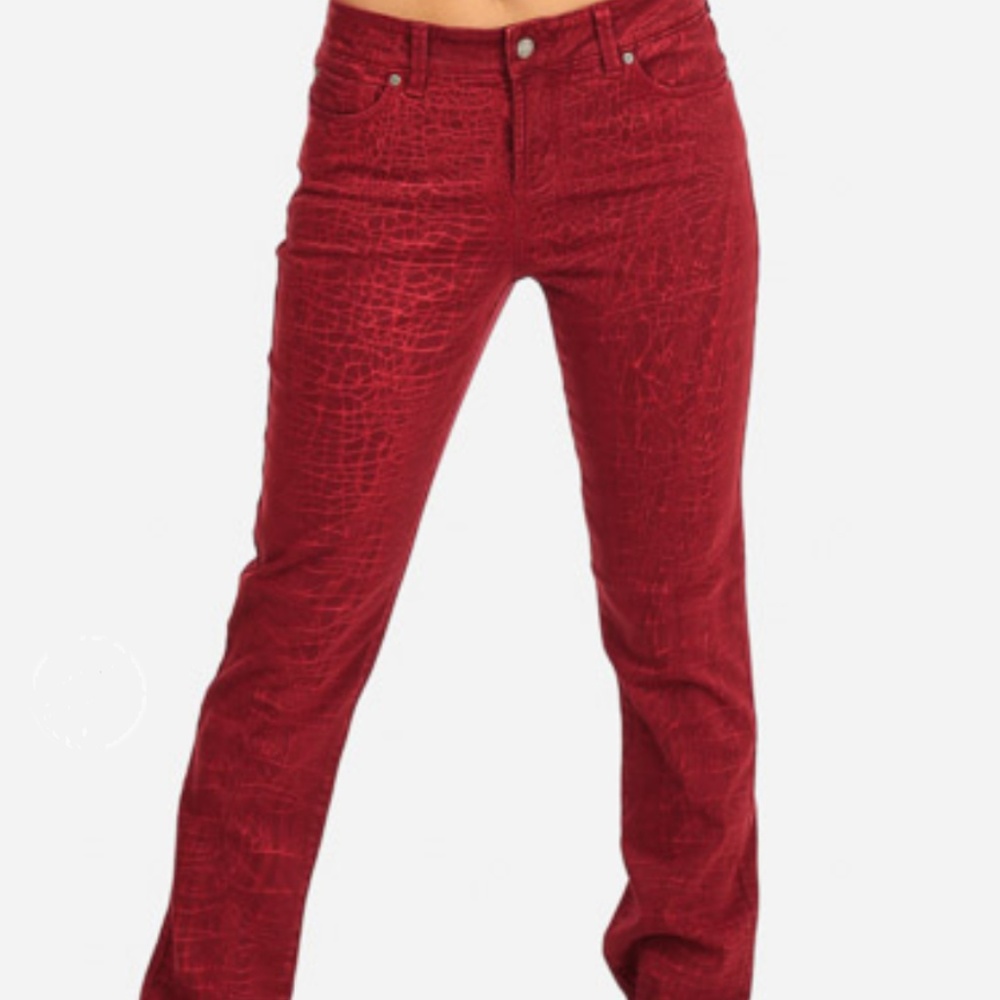 Red High Waist Skinny Pants