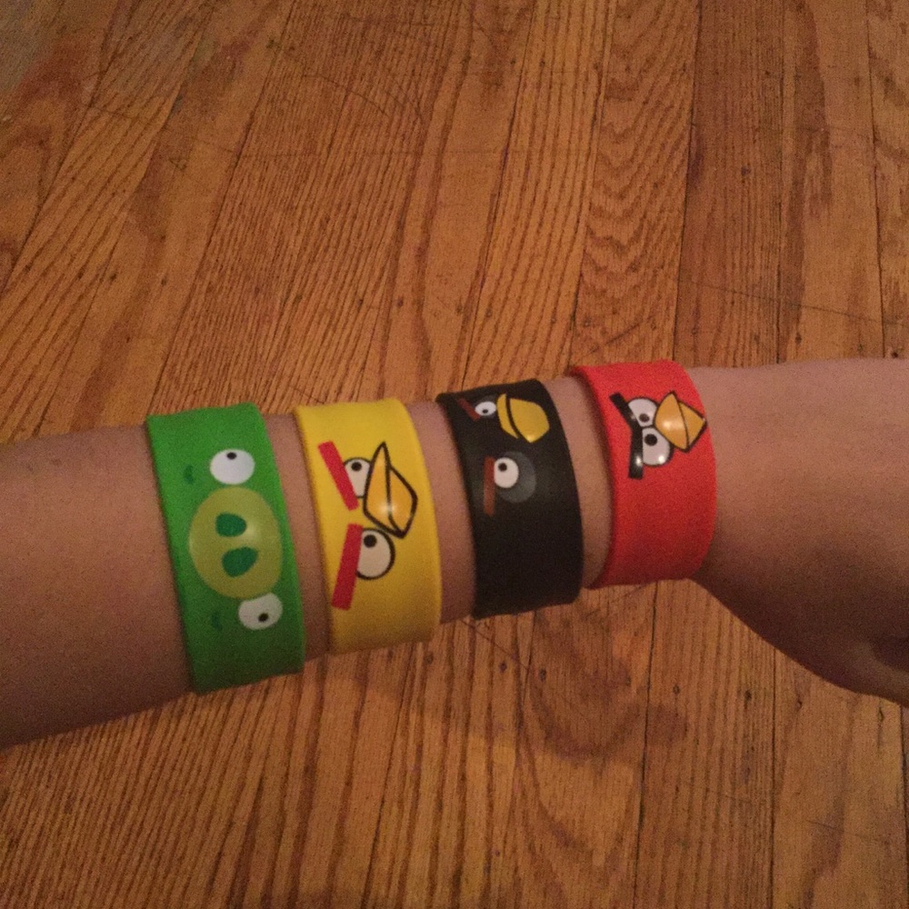Bundle of Four Angry Birds Slap Bracelets