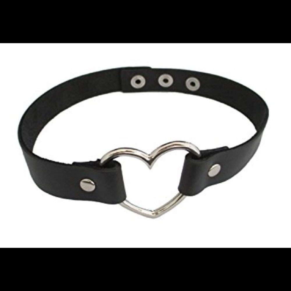 FAUX Leather Heart Choker