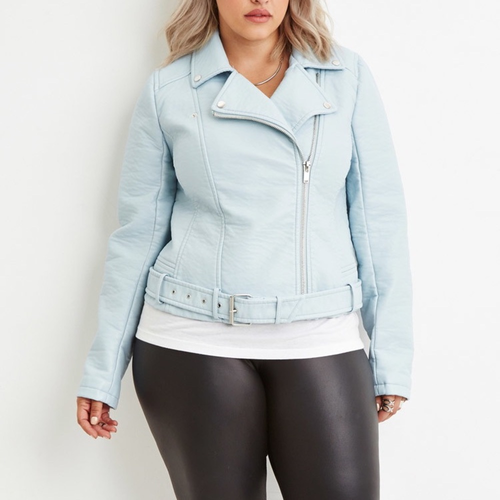 Plus size ( XL ) blue leather jacket